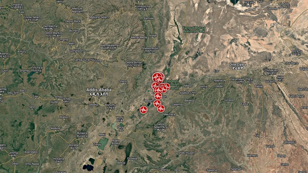 Fentale volcano - earthquakes